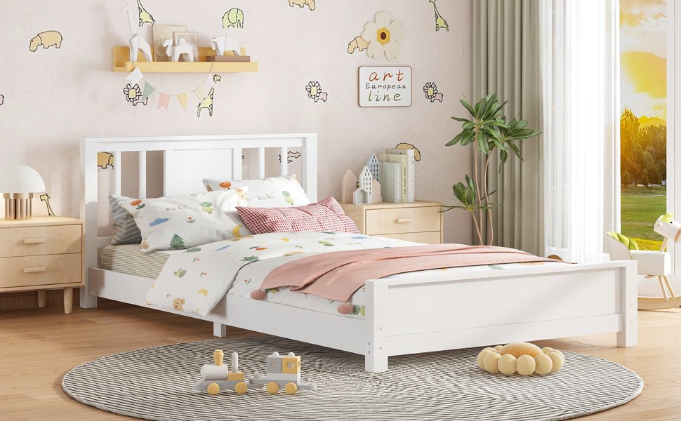 Bellemave® Twin Size Low Profile Platform Bed with Chic Headboard, Wood Bed Frame with Support Slats for Kids - Bellemave