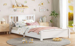 Bellemave® Twin Size Low Profile Platform Bed with Chic Headboard, Wood Bed Frame with Support Slats for Kids - Bellemave