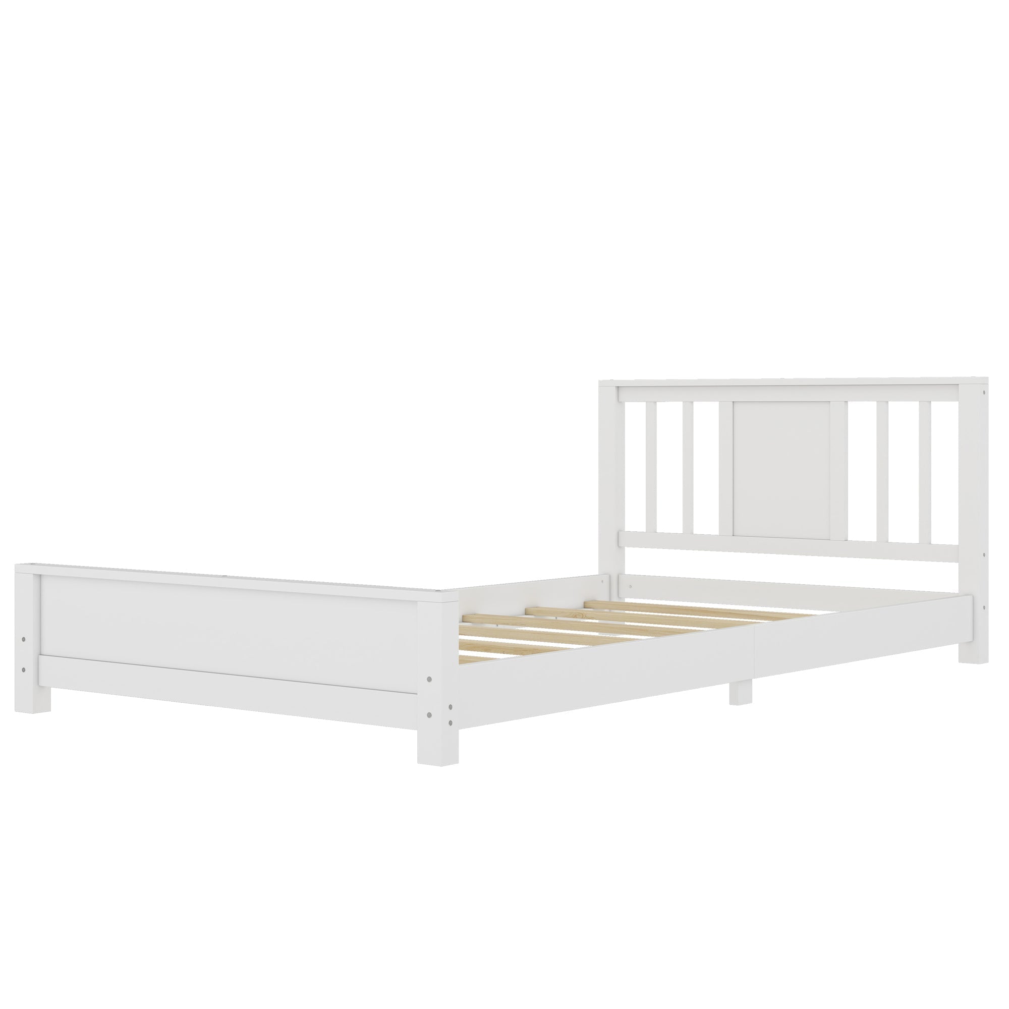 Bellemave® Twin Size Low Profile Platform Bed with Chic Headboard, Wood Bed Frame with Support Slats for Kids - Bellemave
