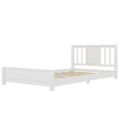 Bellemave® Twin Size Low Profile Platform Bed with Chic Headboard, Wood Bed Frame with Support Slats for Kids - Bellemave