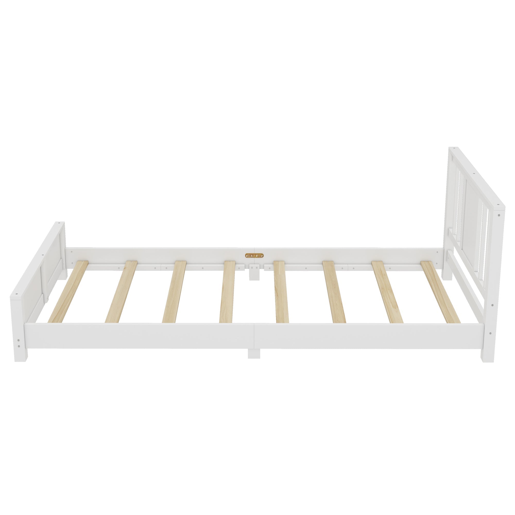 Bellemave® Twin Size Low Profile Platform Bed with Chic Headboard, Wood Bed Frame with Support Slats for Kids - Bellemave