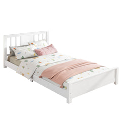 Bellemave® Twin Size Low Profile Platform Bed with Chic Headboard, Wood Bed Frame with Support Slats for Kids - Bellemave