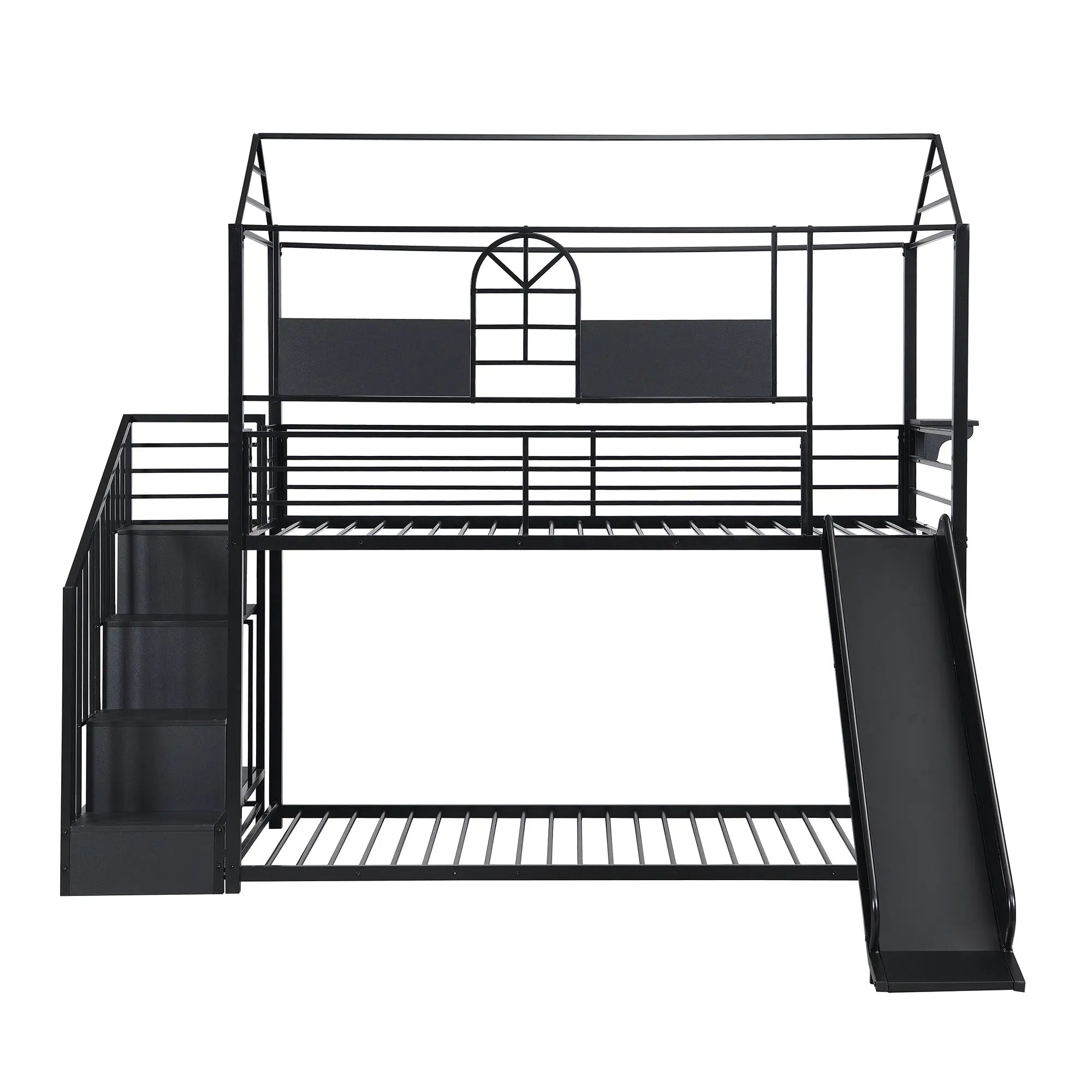 Bellemave® Twin Size Metal Bunk Bed with Slide and Steps - Bellemave