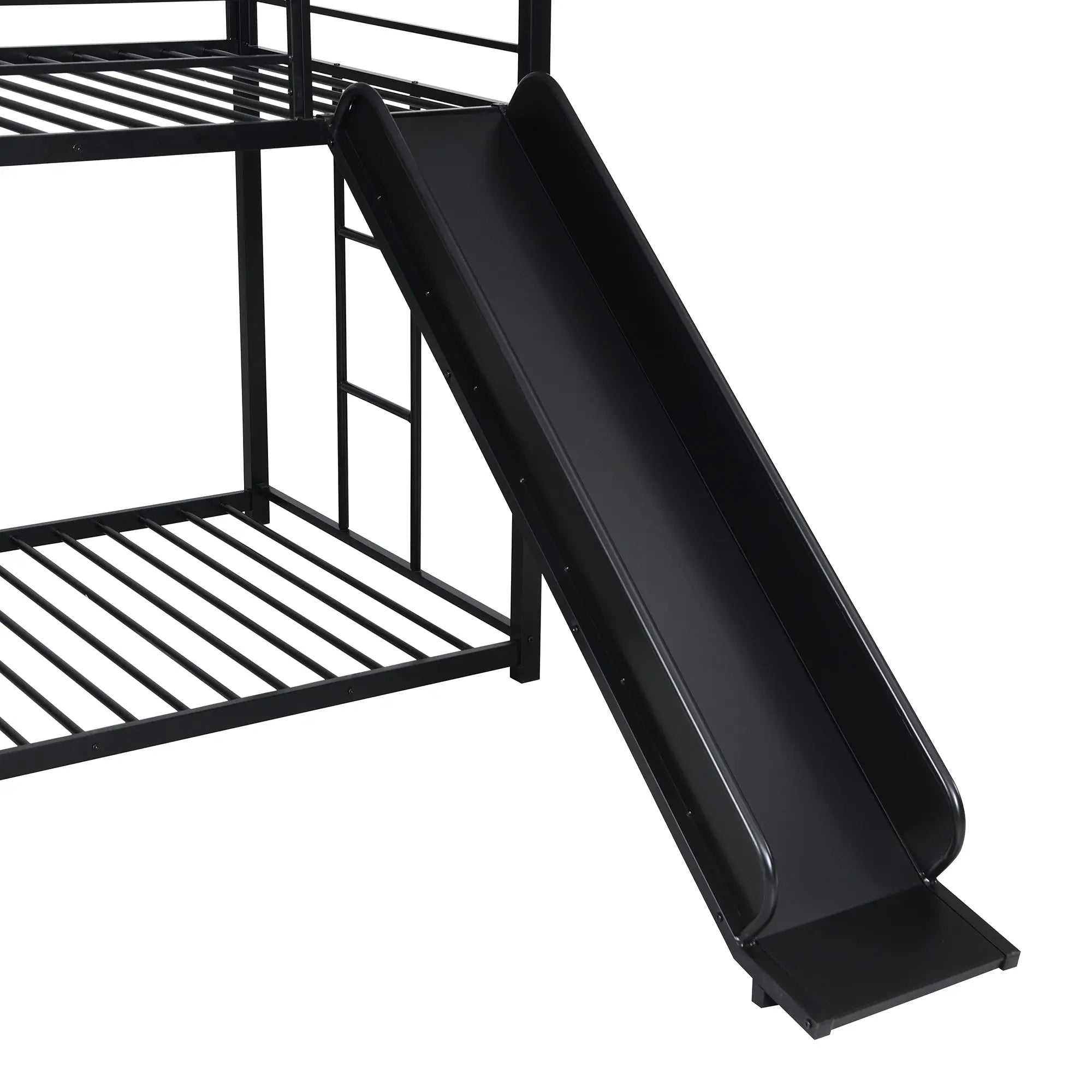 Bellemave® Twin Size Metal Bunk Bed with Slide and Steps - Bellemave