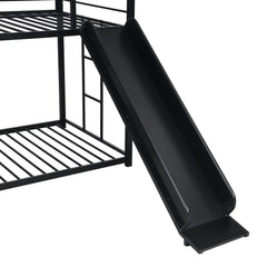 Bellemave® Twin Size Metal Bunk Bed with Slide and Steps - Bellemave