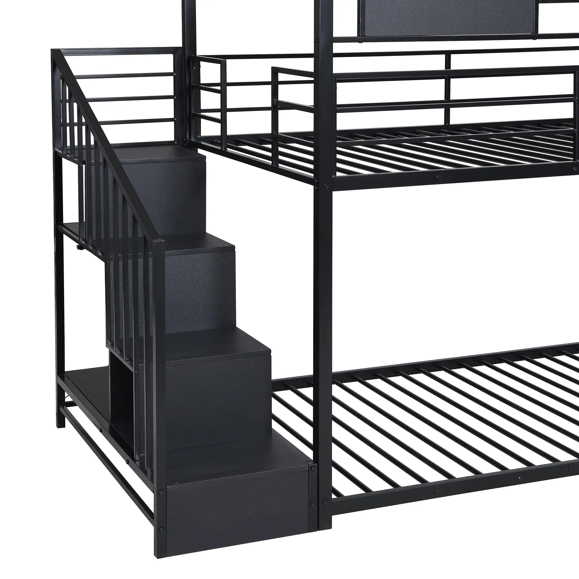 Bellemave® Twin Size Metal Bunk Bed with Slide and Steps - Bellemave