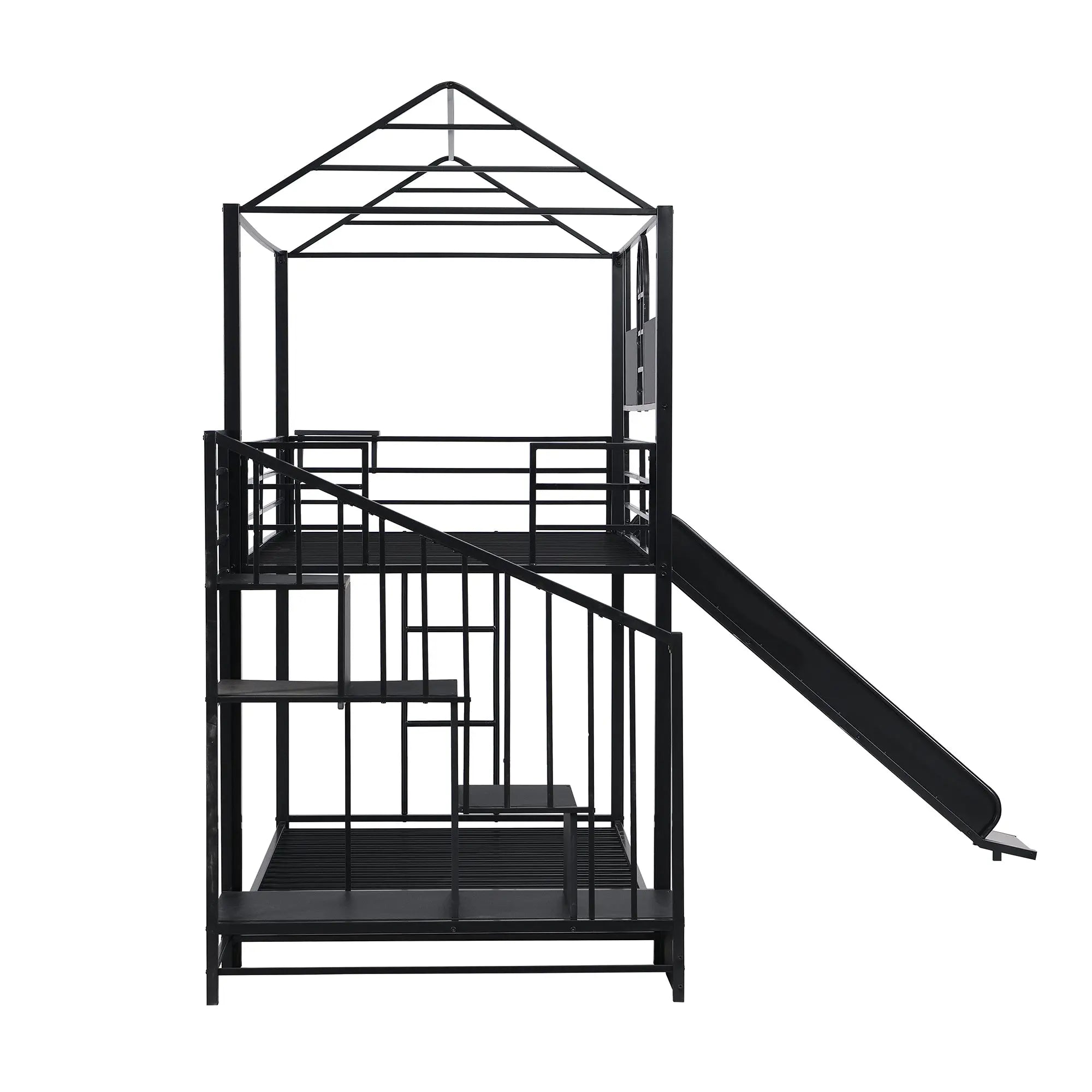Bellemave® Twin Size Metal Bunk Bed with Slide and Steps - Bellemave