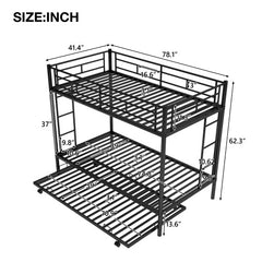 Bellemave® Twin Size Metal Bunk Bed with Trundle Bed - Bellemave