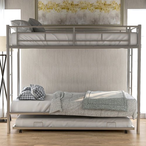 Bellemave® Twin Size Metal Bunk Bed with Trundle Bed - Bellemave