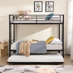 Bellemave® Twin Size Metal Bunk Bed with Trundle Bed - Bellemave