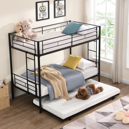 Bellemave® Twin Size Metal Bunk Bed with Trundle Bed - Bellemave
