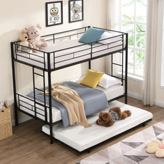 Bellemave® Twin Size Metal Bunk Bed with Trundle Bed - Bellemave
