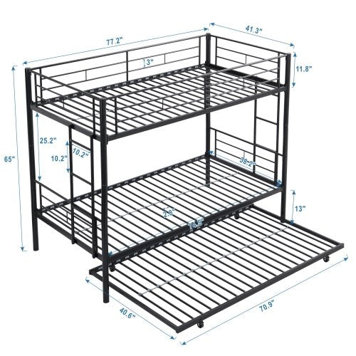 Bellemave® Twin Size Metal Bunk Bed with Trundle Bed - Bellemave