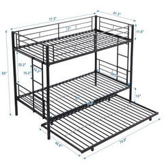 Bellemave® Twin Size Metal Bunk Bed with Trundle Bed - Bellemave