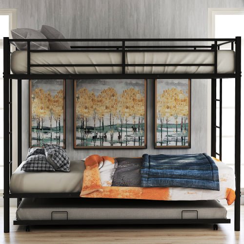 Bellemave® Twin Size Metal Bunk Bed with Trundle Bed - Bellemave