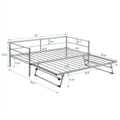 Bellemave® Twin Size Metal Daybed with Adjustable Trundle - Bellemave