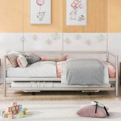 Bellemave® Twin Size Metal Daybed with Adjustable Trundle - Bellemave