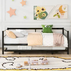 Bellemave® Twin Size Metal Daybed with Adjustable Trundle - Bellemave