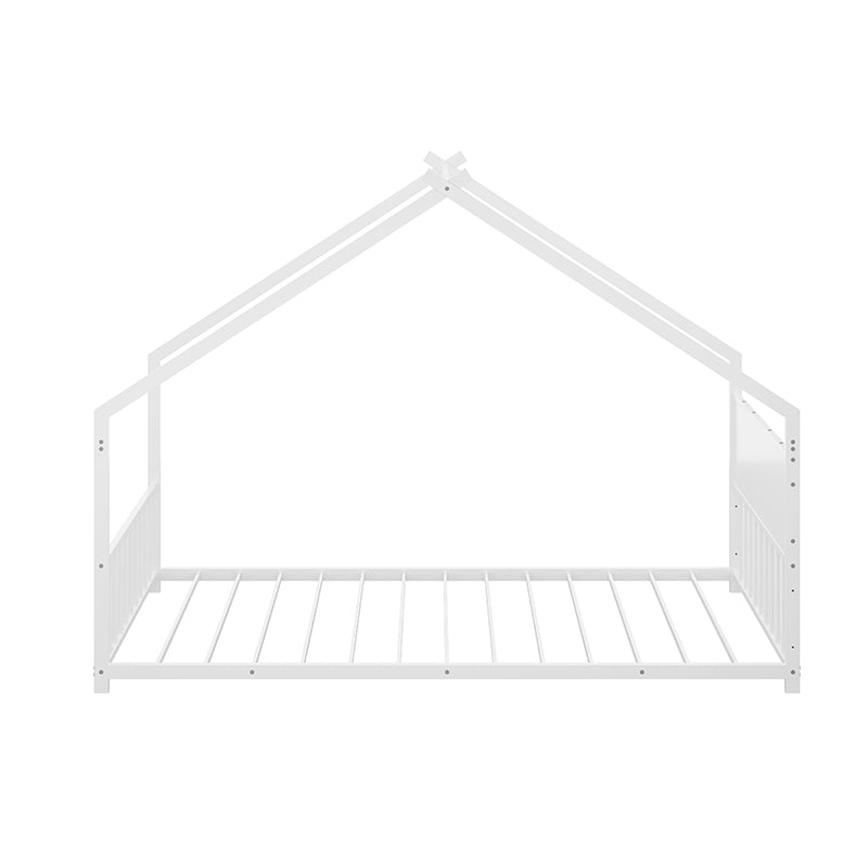 Bellemave® Twin Size Metal House Bed with Roof and Colorful Lights, Slats and Legs - Bellemave