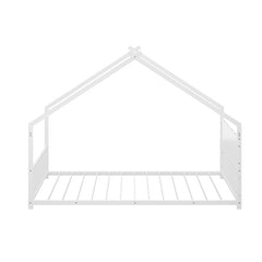 Bellemave® Twin Size Metal House Bed with Roof and Colorful Lights, Slats and Legs - Bellemave