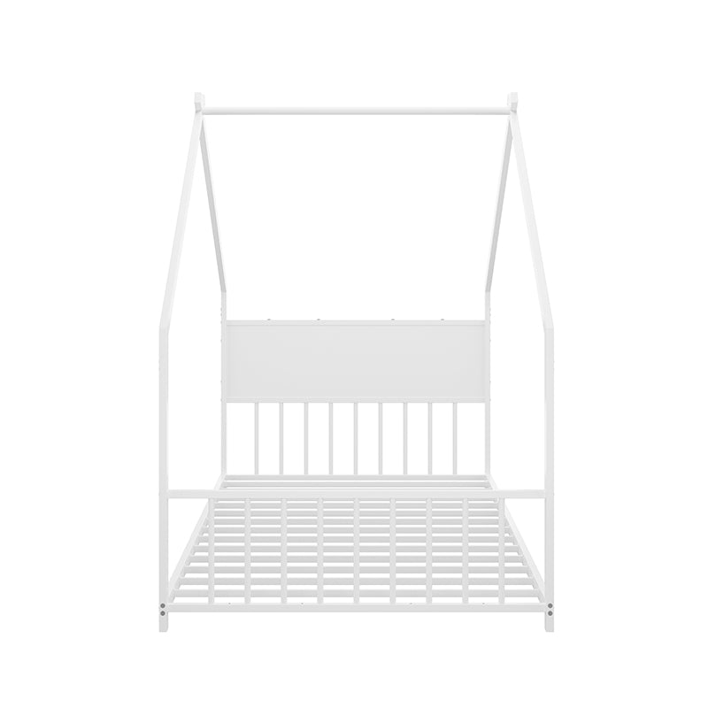 Bellemave® Twin Size Metal House Bed with Roof and Colorful Lights, Slats and Legs - Bellemave