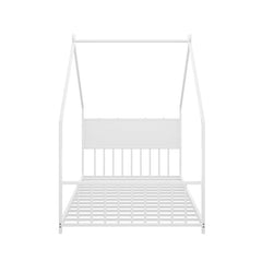 Bellemave® Twin Size Metal House Bed with Roof and Colorful Lights, Slats and Legs - Bellemave
