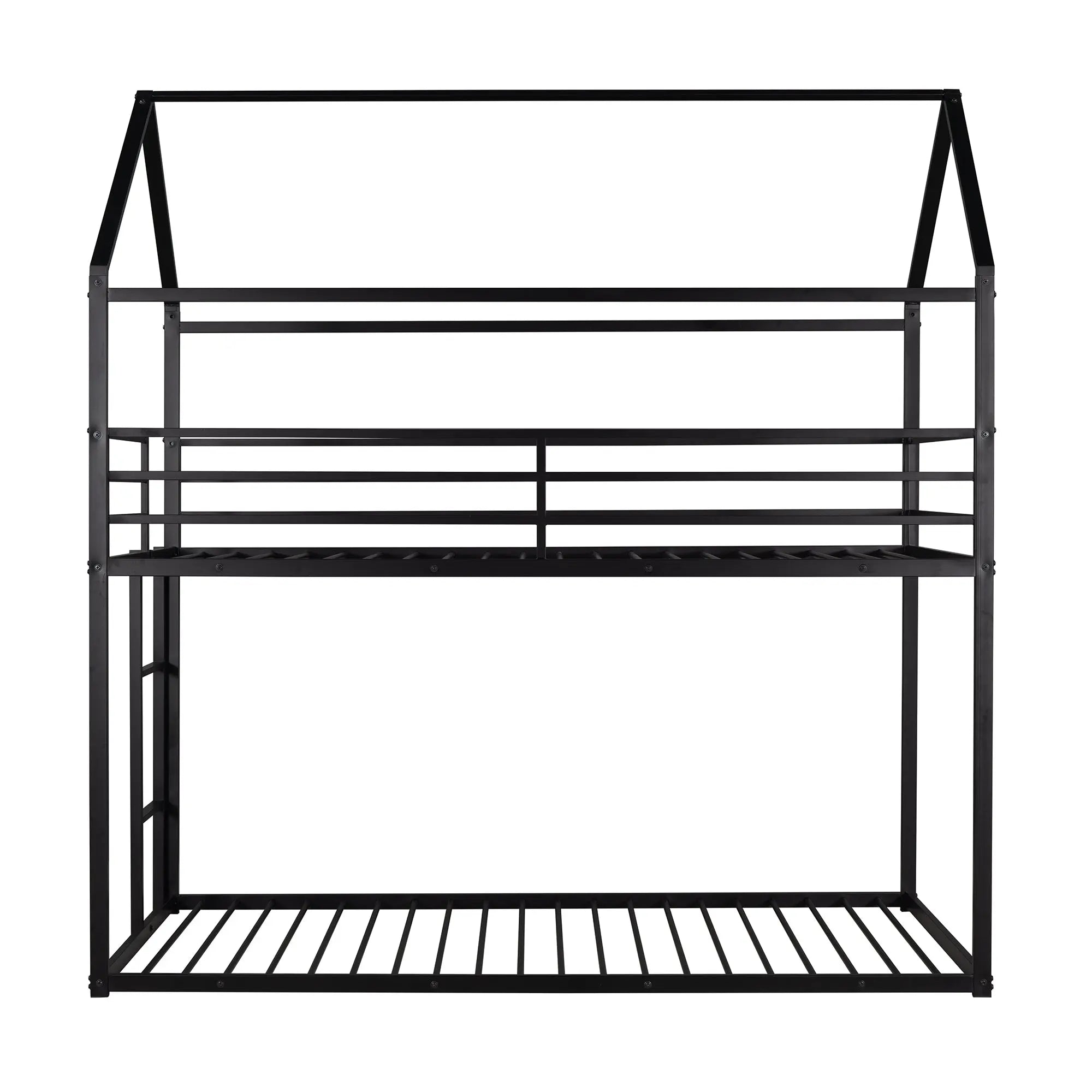 Bellemave® Twin Size Metal House Bunk Bed Built - in Ladder - Bellemave