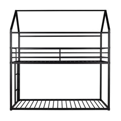 Bellemave® Twin Size Metal House Bunk Bed Built - in Ladder - Bellemave