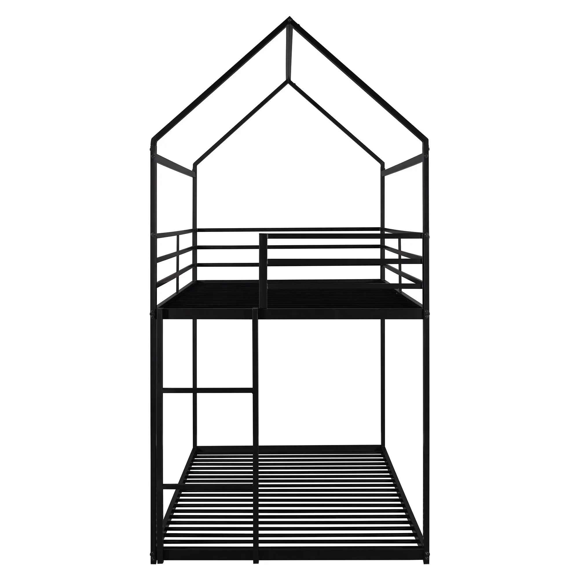 Bellemave® Twin Size Metal House Bunk Bed Built - in Ladder - Bellemave