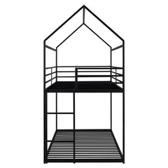Bellemave® Twin Size Metal House Bunk Bed Built - in Ladder - Bellemave