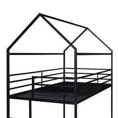 Bellemave® Twin Size Metal House Bunk Bed Built - in Ladder - Bellemave