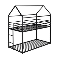 Bellemave® Twin Size Metal House Bunk Bed Built - in Ladder - Bellemave