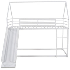 Bellemave® Twin Size Metal House Bunk Bed with Built - in Ladder/with Slide - Bellemave