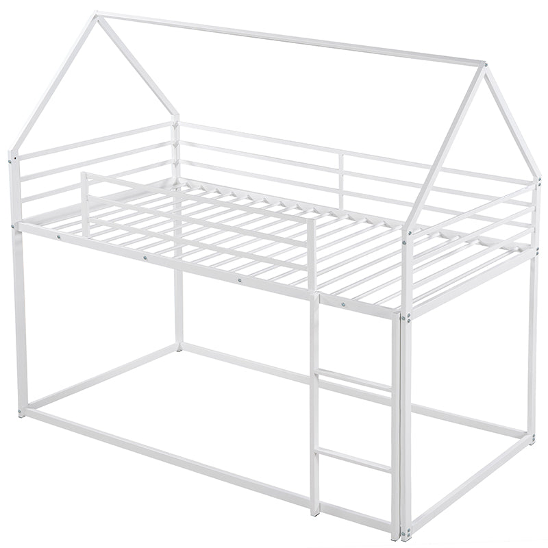 Bellemave® Twin Size Metal House Bunk Bed with Built - in Ladder/with Slide - Bellemave