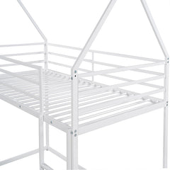 Bellemave® Twin Size Metal House Bunk Bed with Built - in Ladder/with Slide - Bellemave