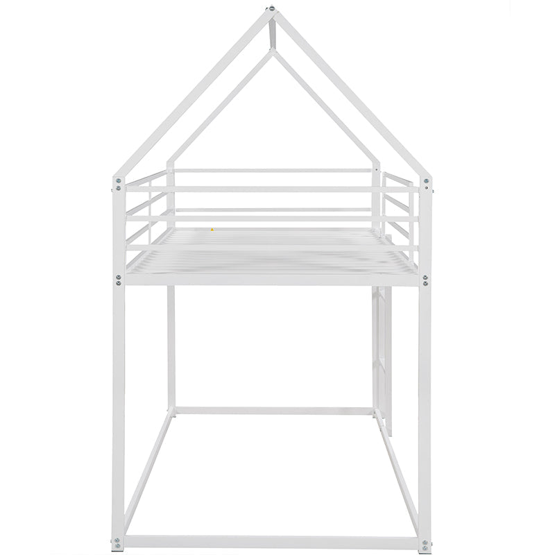 Bellemave® Twin Size Metal House Bunk Bed with Built - in Ladder/with Slide - Bellemave