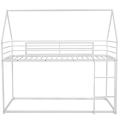 Bellemave® Twin Size Metal House Bunk Bed with Built - in Ladder/with Slide - Bellemave