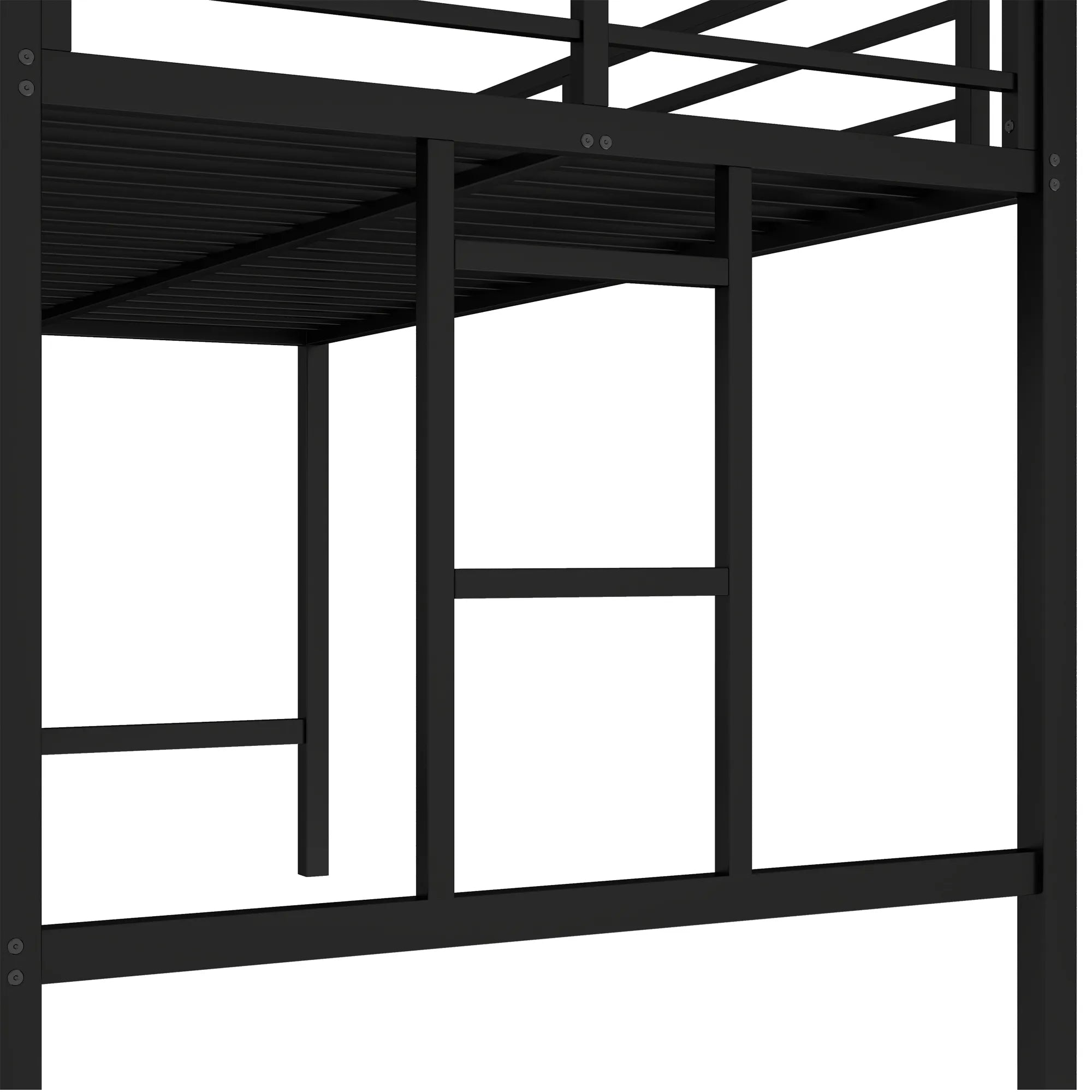 Bellemave® Twin Size Metal Loft Bed with Easy Climbing Ladder and Guardrails - Bellemave