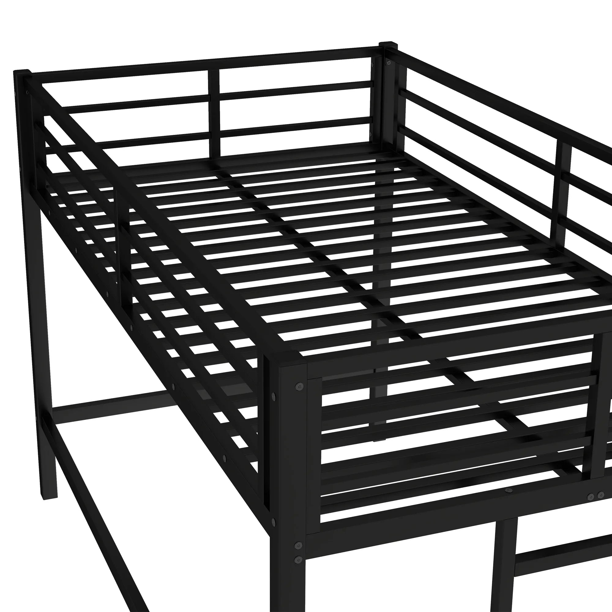 Bellemave® Twin Size Metal Loft Bed with Easy Climbing Ladder and Guardrails - Bellemave