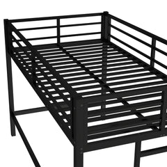 Bellemave® Twin Size Metal Loft Bed with Easy Climbing Ladder and Guardrails - Bellemave