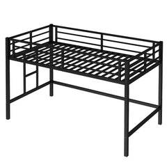 Bellemave® Twin Size Metal Loft Bed with Easy Climbing Ladder and Guardrails - Bellemave