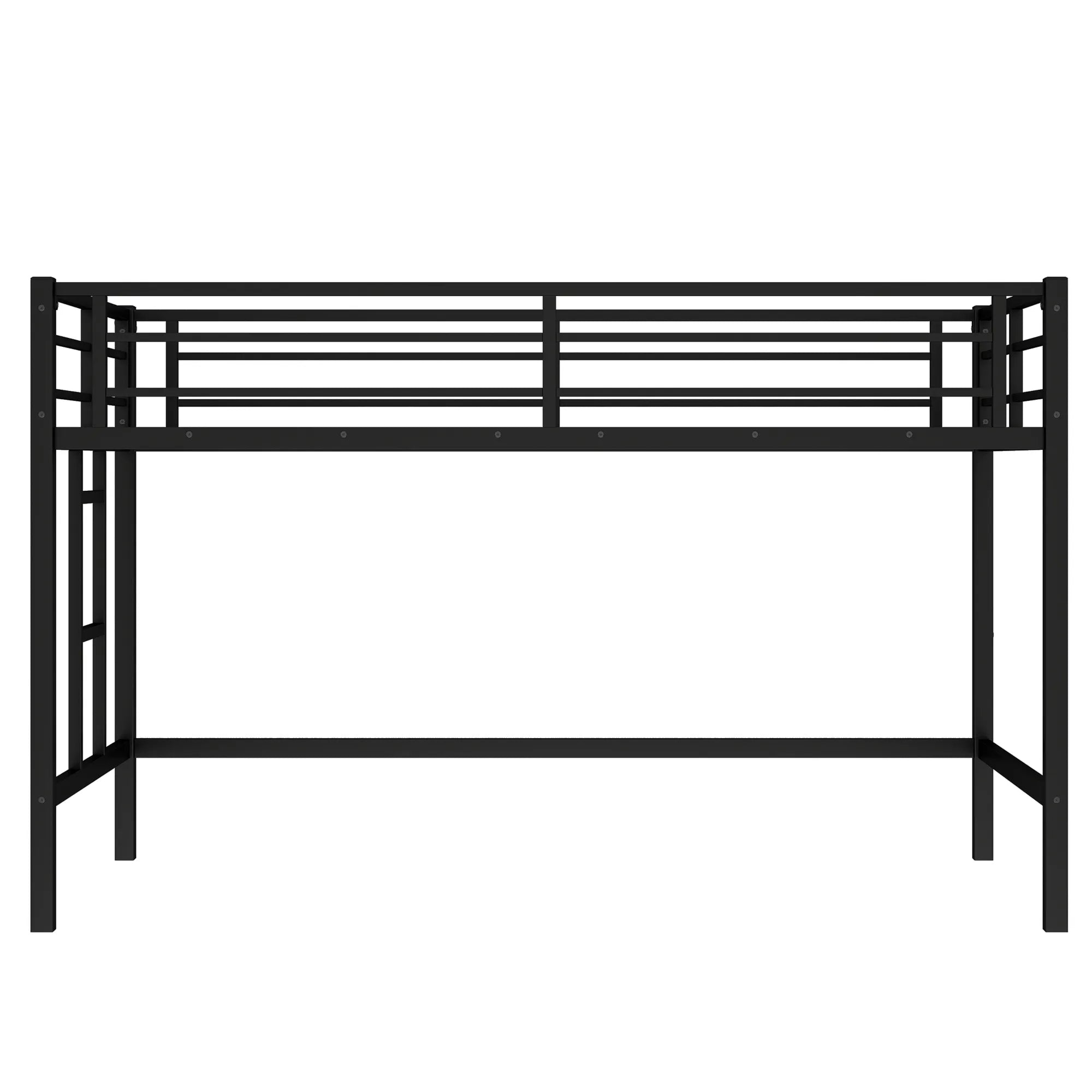 Bellemave® Twin Size Metal Loft Bed with Easy Climbing Ladder and Guardrails - Bellemave