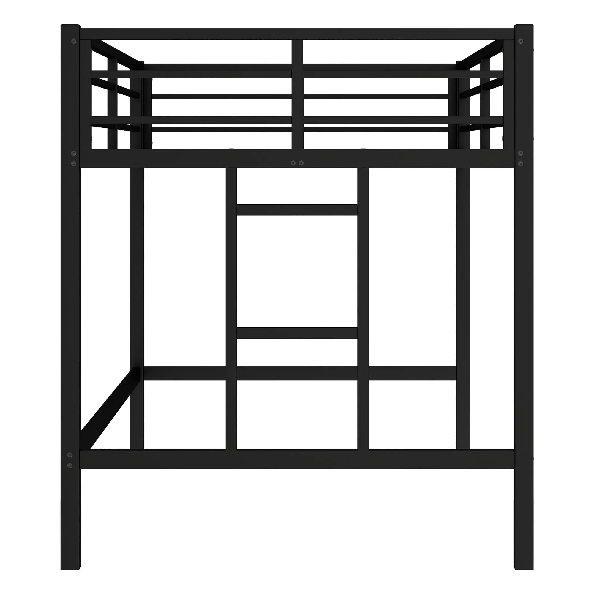 Bellemave® Twin Size Metal Loft Bed with Easy Climbing Ladder and Guardrails - Bellemave