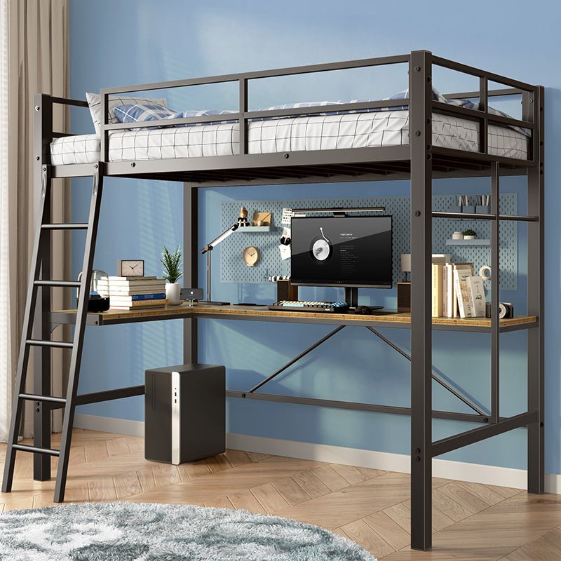 Bellemave® Twin Size Metal Loft Bed with L - Shaped Desk and Multifunctional Socket - Bellemave