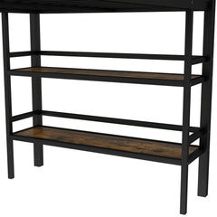 Bellemave® Twin Size Metal Loft Bed with Storage Shelf, Easy Climbing Ladder and Guardrails - Bellemave