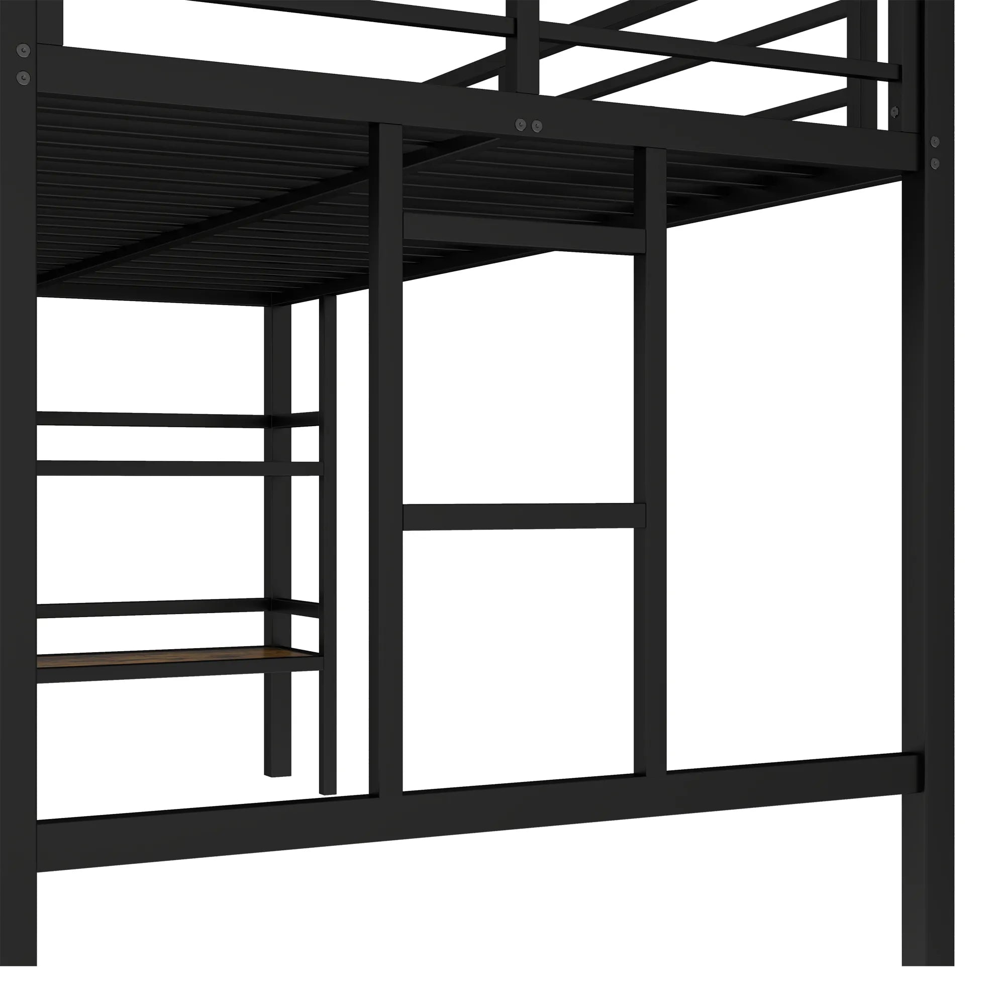 Bellemave® Twin Size Metal Loft Bed with Storage Shelf, Easy Climbing Ladder and Guardrails - Bellemave