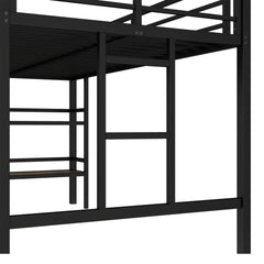 Bellemave® Twin Size Metal Loft Bed with Storage Shelf, Easy Climbing Ladder and Guardrails - Bellemave