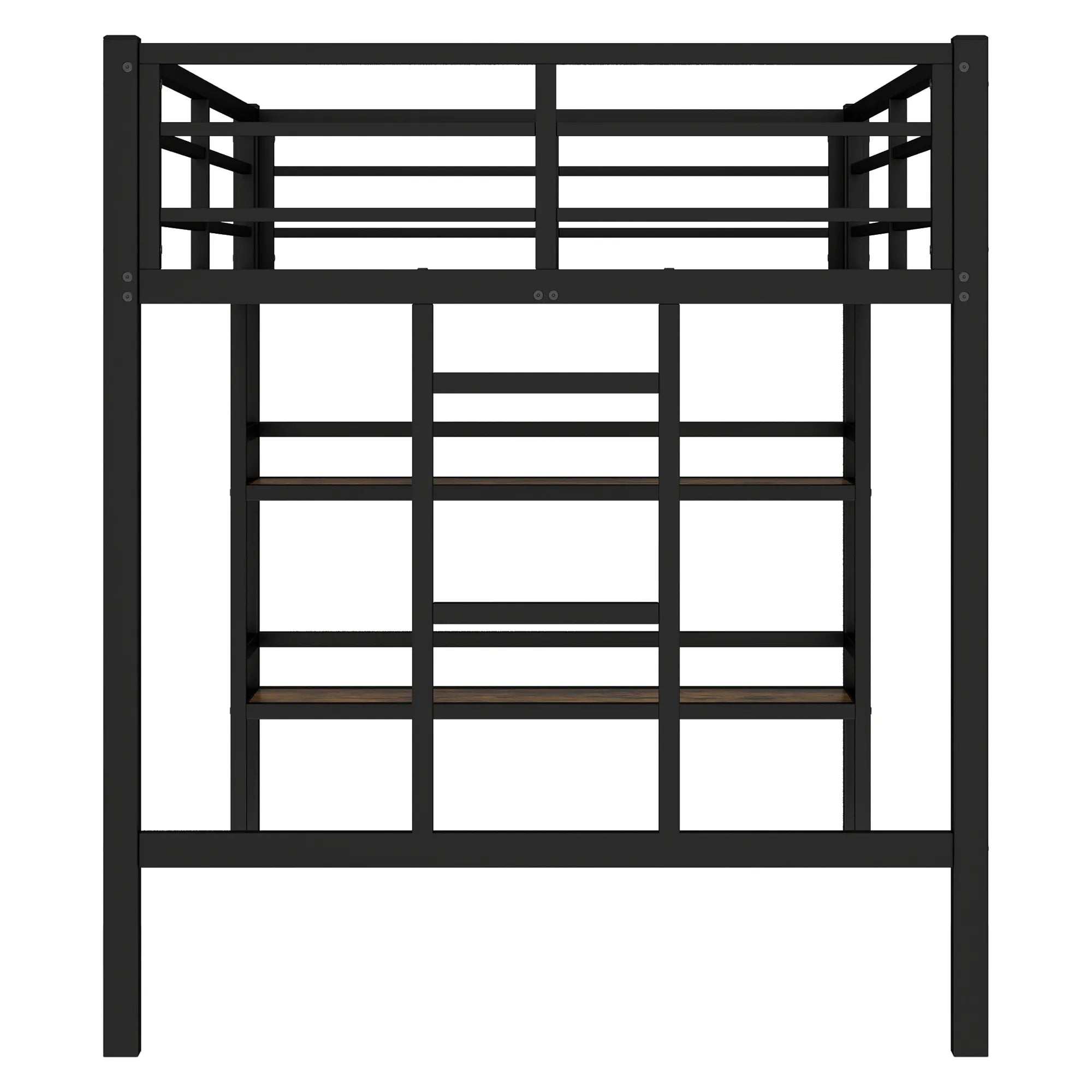 Bellemave® Twin Size Metal Loft Bed with Storage Shelf, Easy Climbing Ladder and Guardrails - Bellemave