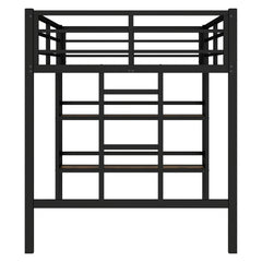 Bellemave® Twin Size Metal Loft Bed with Storage Shelf, Easy Climbing Ladder and Guardrails - Bellemave