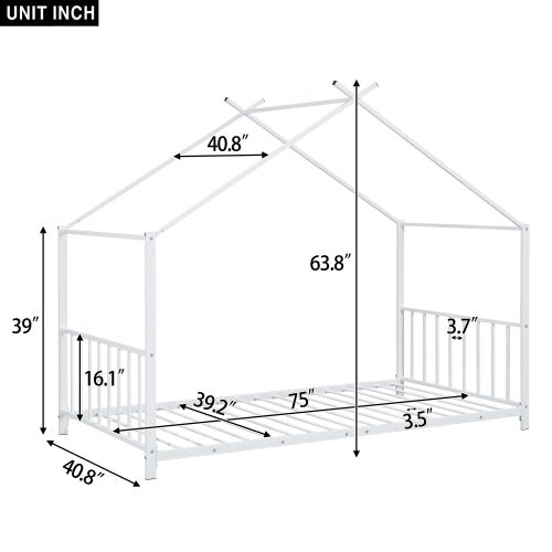 Bellemave® Twin Size Metal Montessori House Bed - Bellemave